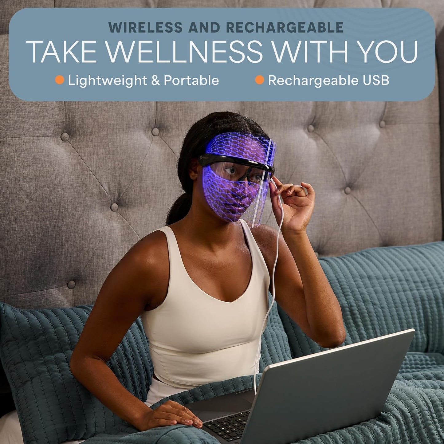 Red Light Therapy Face Mask - LED Light Therapy Mask with 3 Colors for Face and Neck - Portable Skin Care Device for At-Home Facials