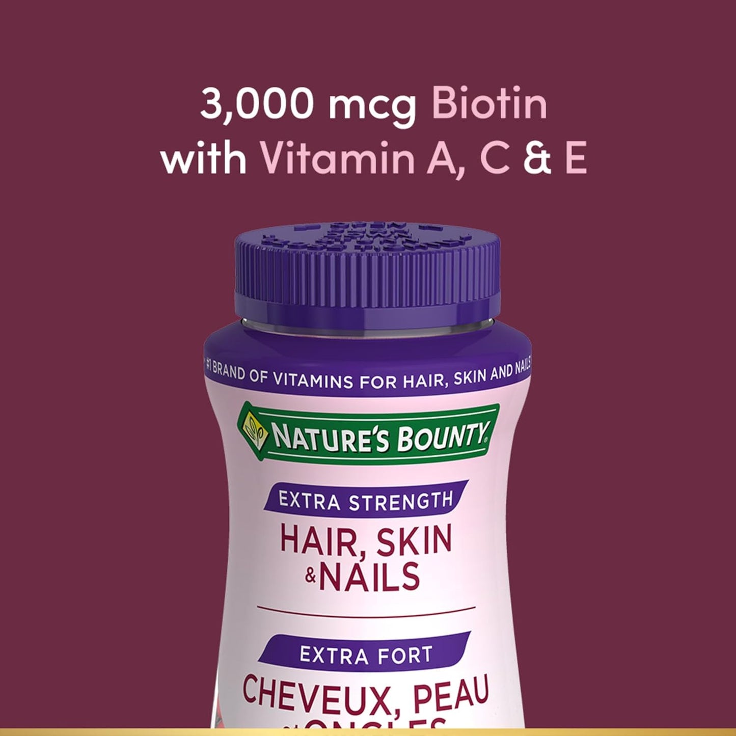 Extra Strength Hair, Skin & Nails, Gummies, Helps to Maintain Health of Hair & Skin, Promotes Thicker, Healthier Nails & Stronger Thicker Hair, Strawberry Cream Flavour, 200 G