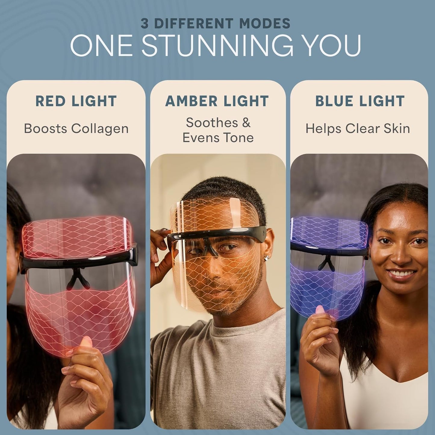 Red Light Therapy Face Mask - LED Light Therapy Mask with 3 Colors for Face and Neck - Portable Skin Care Device for At-Home Facials